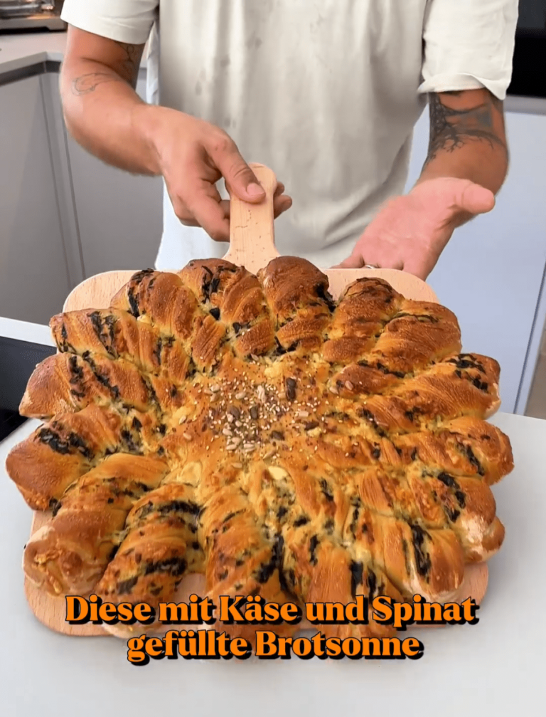 Brotsonne mit Spinat-Käse Fülling